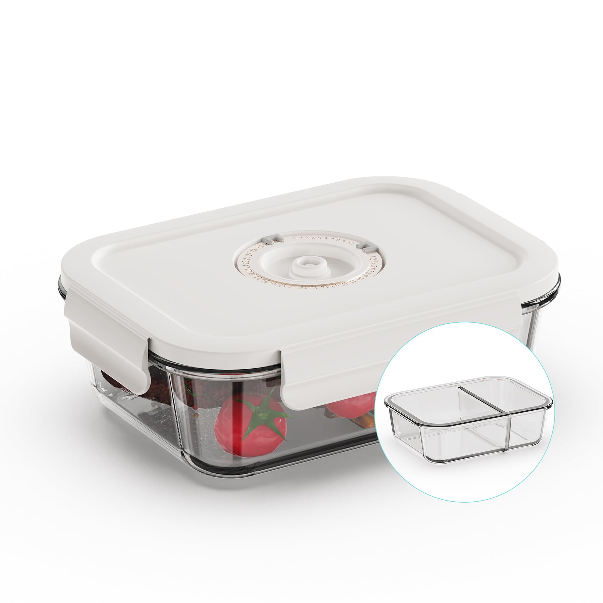 Amazon｜真空シールガラス食品保存容器、ランチ用の密閉ロック蓋付き